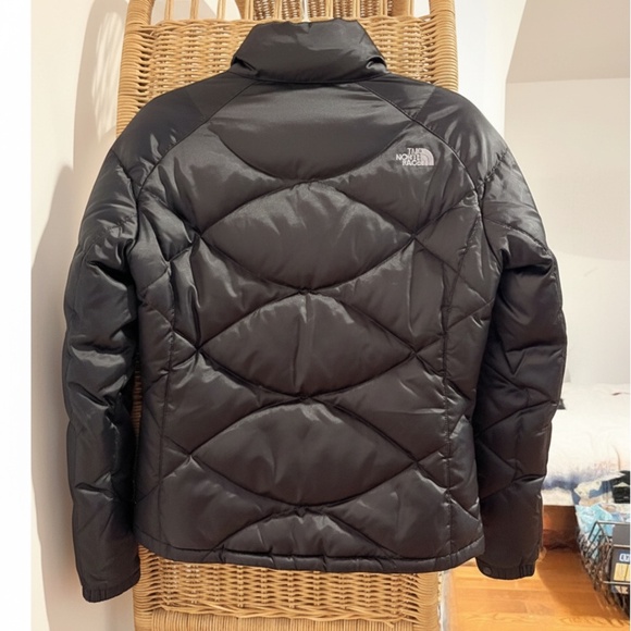 North Face Aconcagua 550 Puffer Down Coat Black Satin Quilted Jacket Size Small - Picture 2 of 12